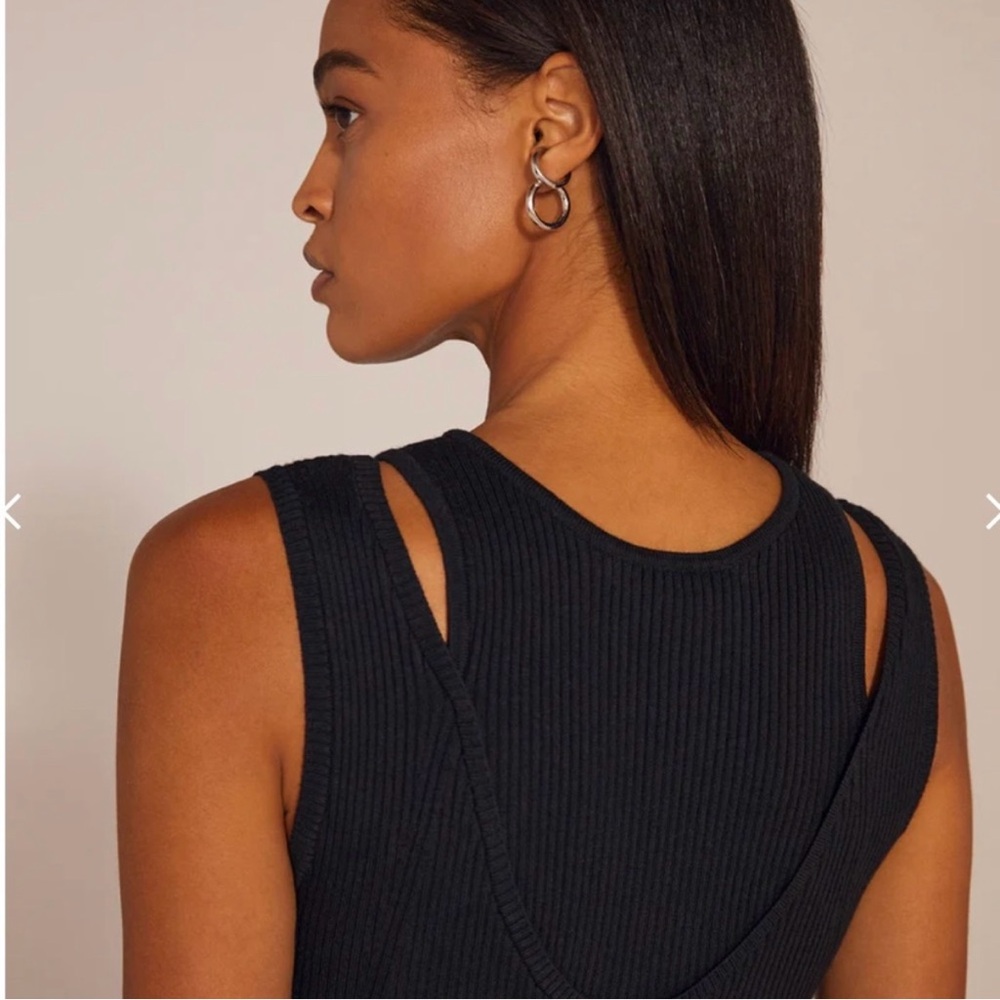 Favorite Daughter Black Gemini Dress Small Black Sleeveless Midi Ribbed Dress - Picture 2 of 9